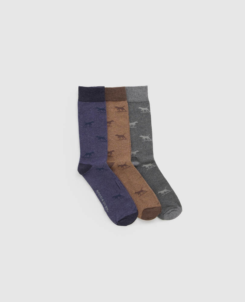 Dogs-A-Plenty Three Pack Socks, WASHED MULTI, Back