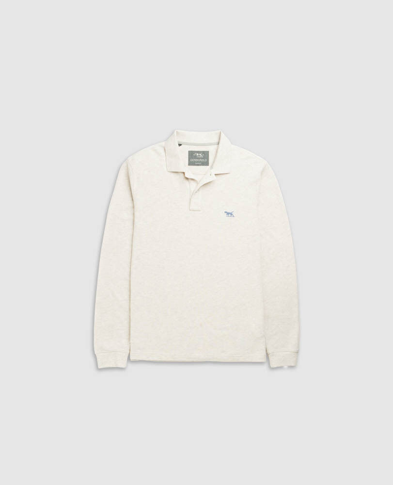 Long Sleeve Sports Fit Gunn Polo, NATURAL, Flat Lay