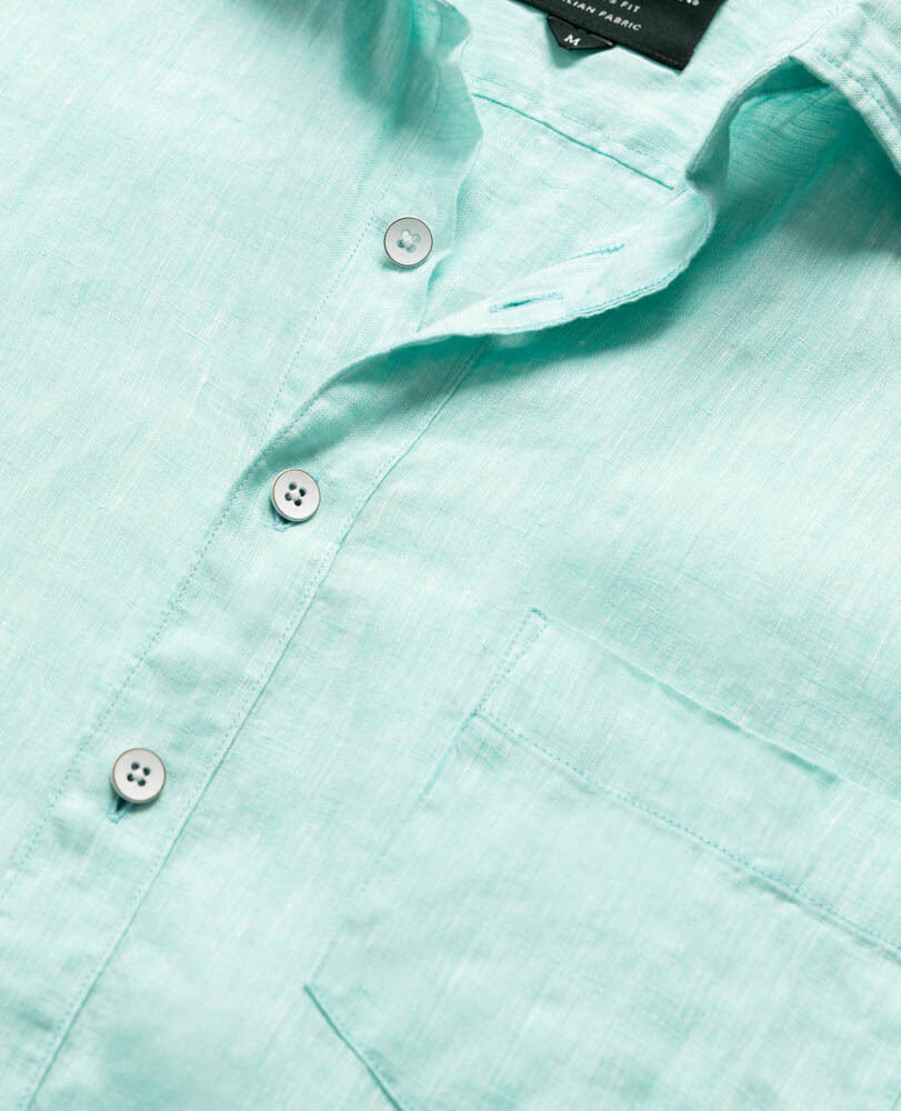 Chemise slim en lin Coromandel, MENTHE, Detail 2