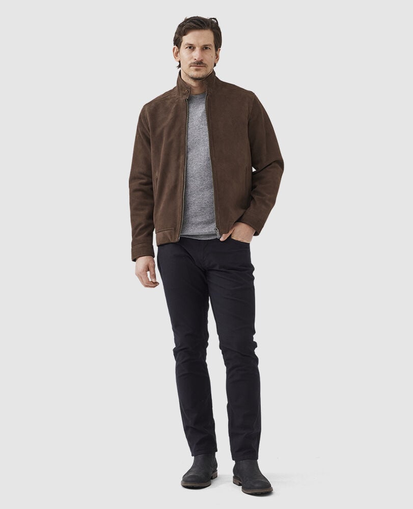 Glen Massey Leather Jacket, TAUPE, Off Front