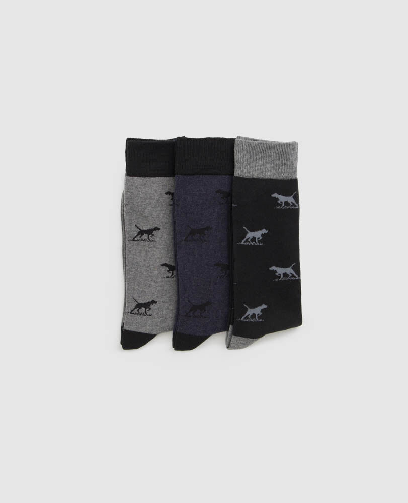 Dogs-A-Plenty Three Pack Socks, WORK MULTI, Front