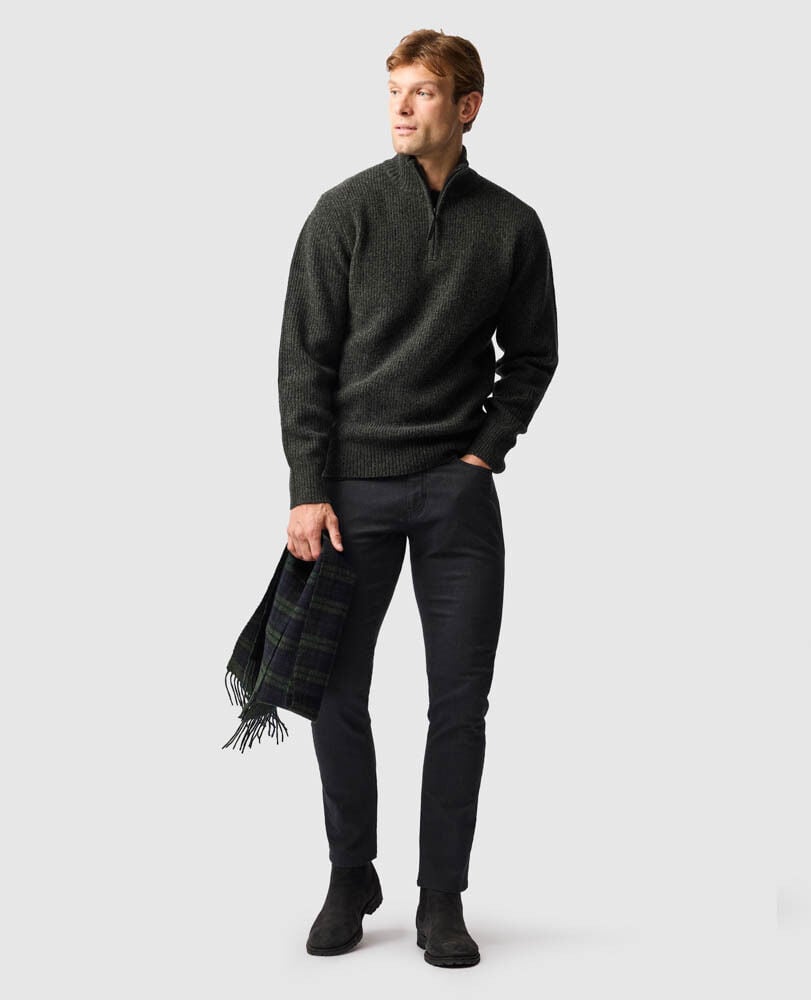Motion Melange Straight Fit Jean, ONYX, Off Front