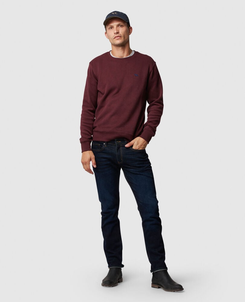 Gunn Crew Neck Sweatshirt, PORT, Off Front