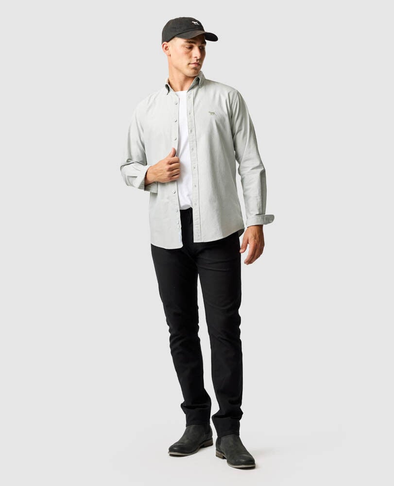 Gunn Oxford Sports Fit Shirt, EUCALYPTUS, Off Front