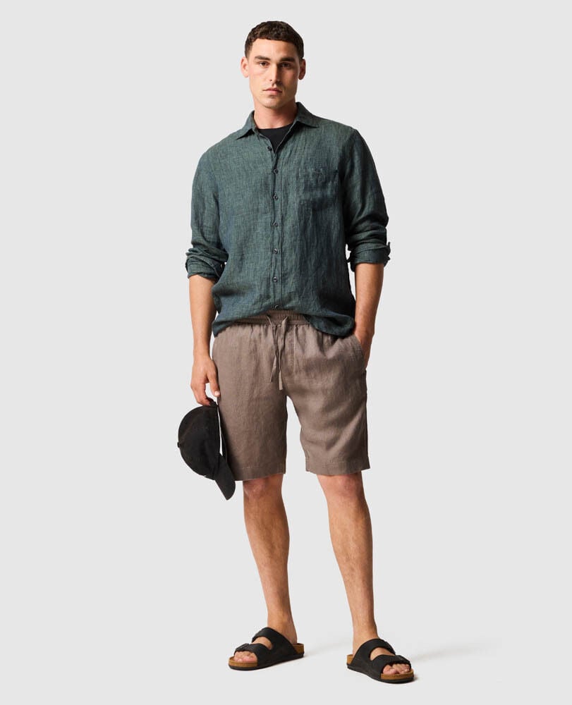 Linen 9" Resort Short, DRIFTWOOD, Off Front