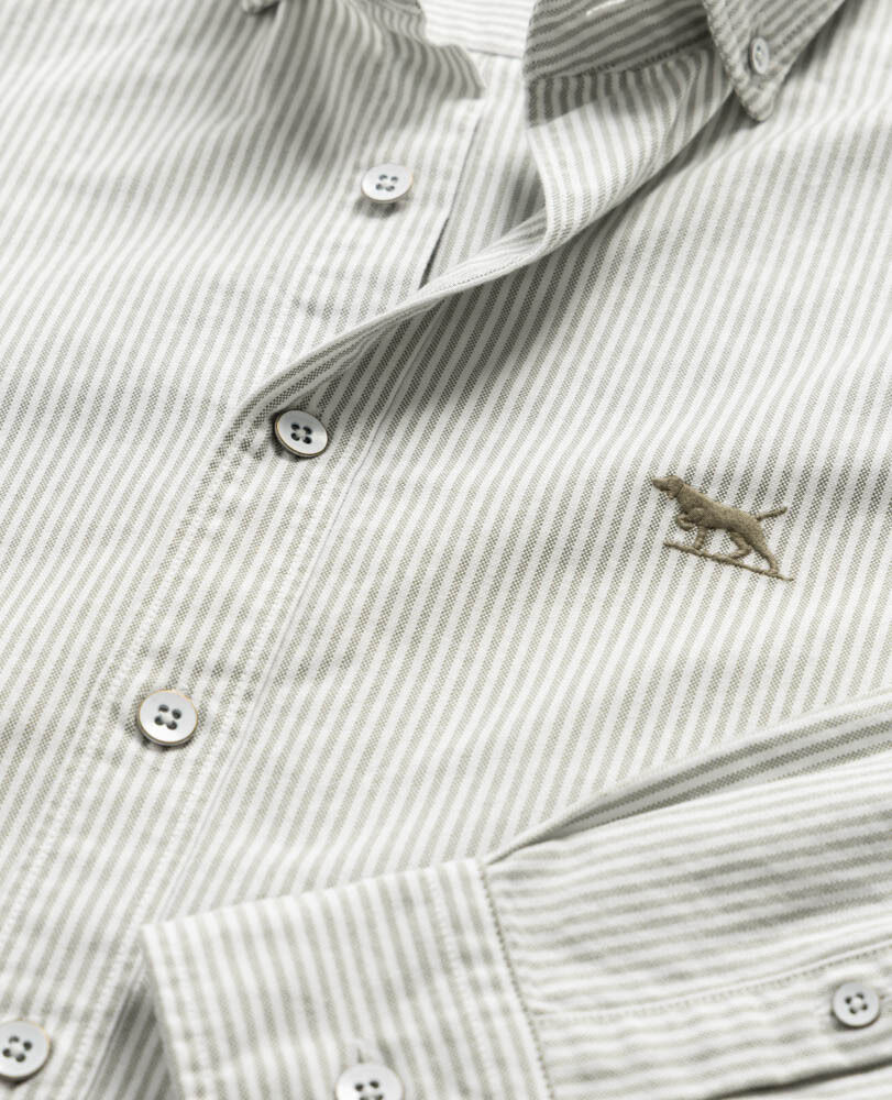 Gestreiftes Oxfordhemd Gunn mit sportlicher Passform, EUKALYPTUS, Detail 2