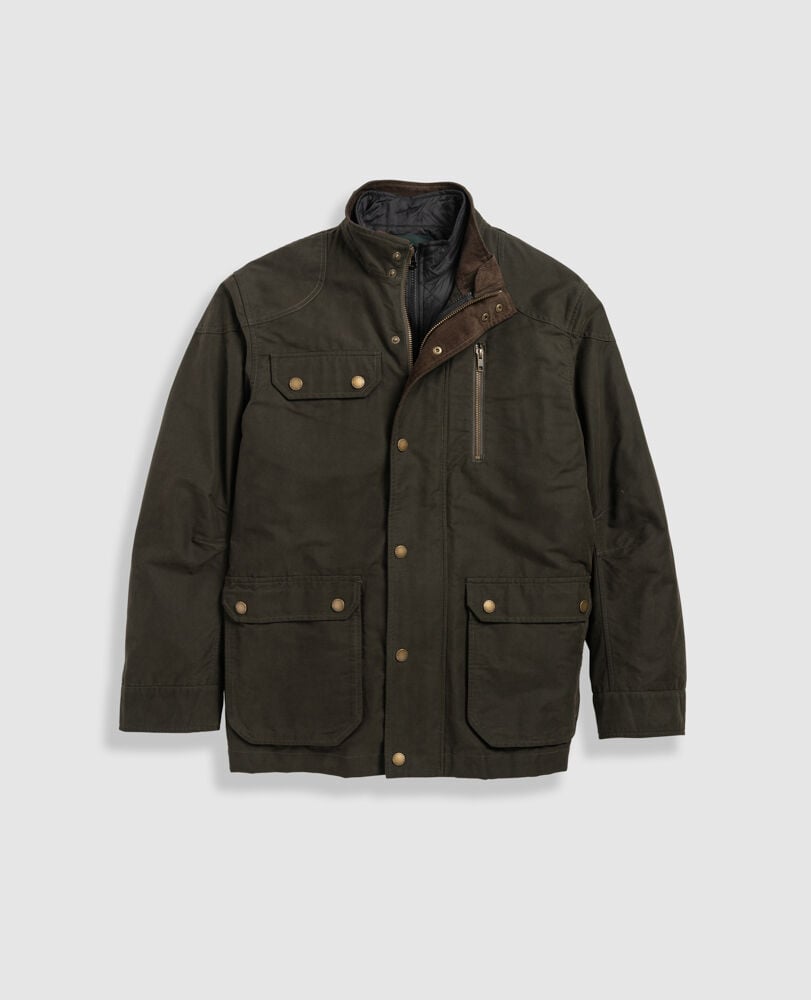 Harper Waxed Jacket, OLIVE, Flat Lay