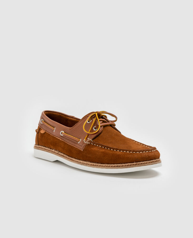 Brigham Street Boat Shoe, TAN, Off Front