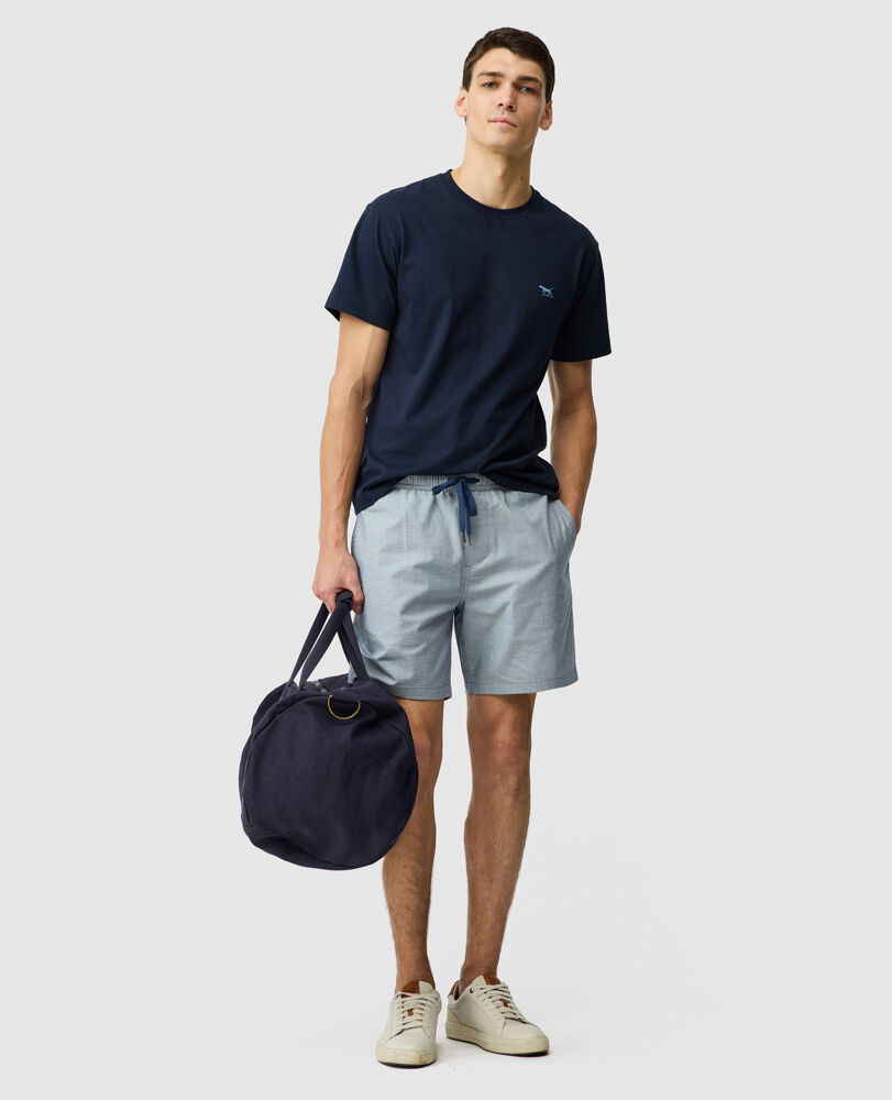 Short taille elastique Gunn, 7", DENIM, Off Front