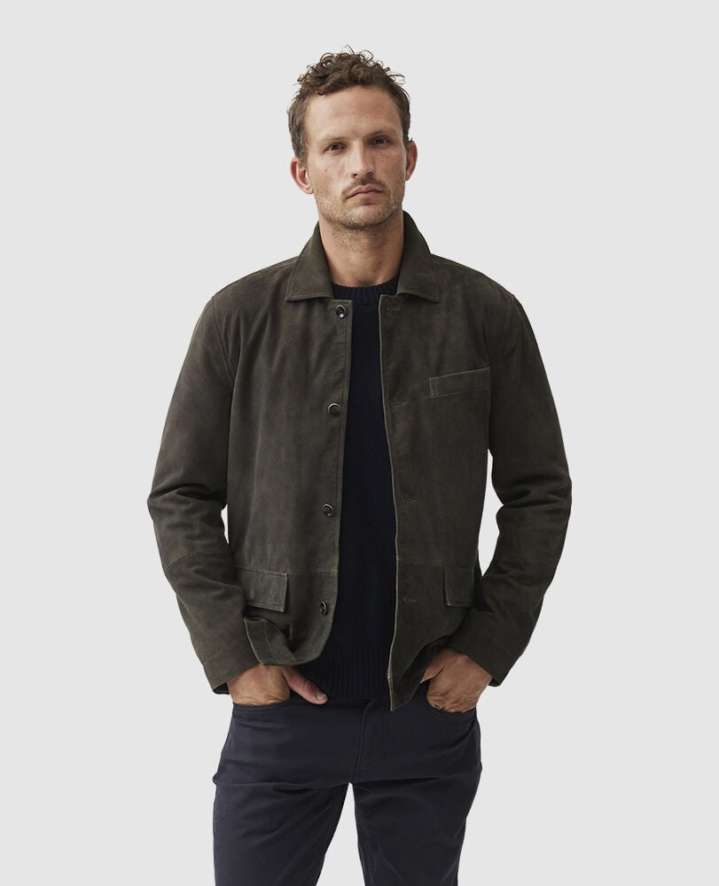 Somerset Leather Jacket, MOUSE, Front
