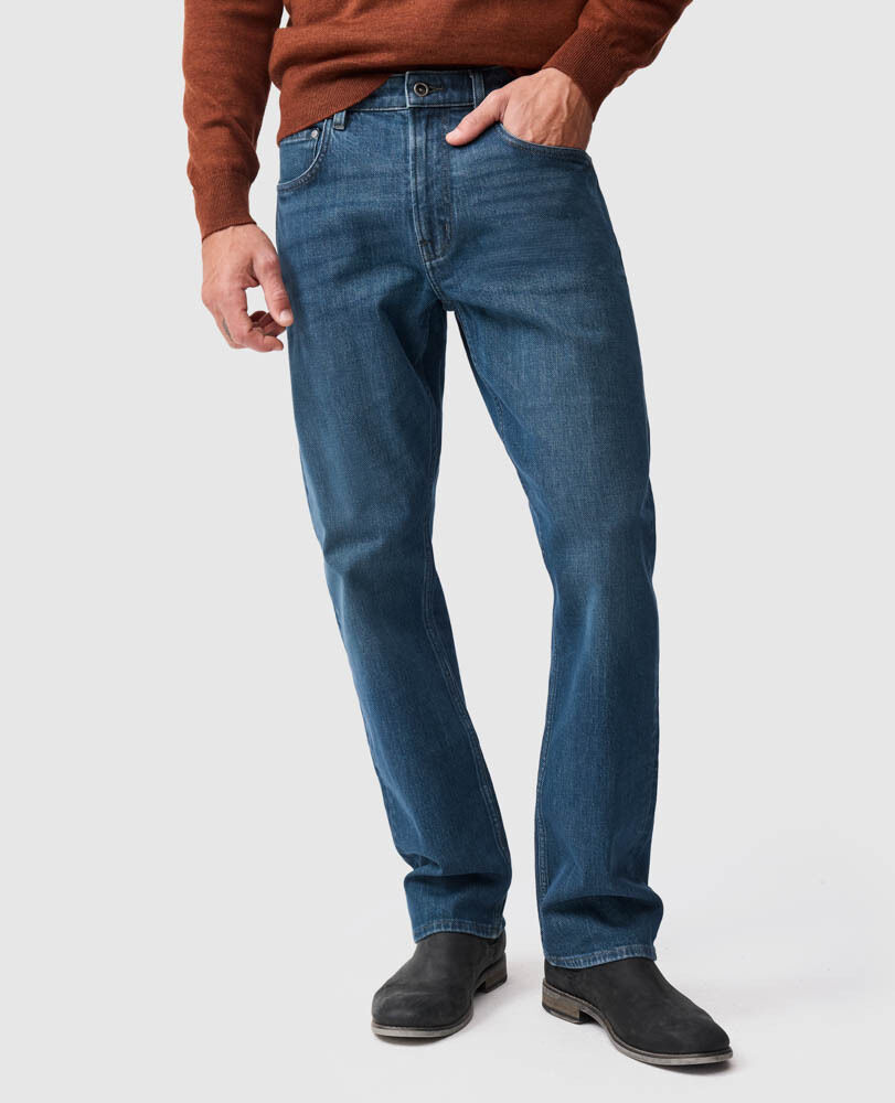 Kurow Relaxed Fit Italian Denim, MID BLUE, Front