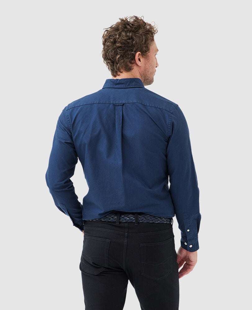 Gunn Oxford Sports Fit Shirt, NAVY, Back