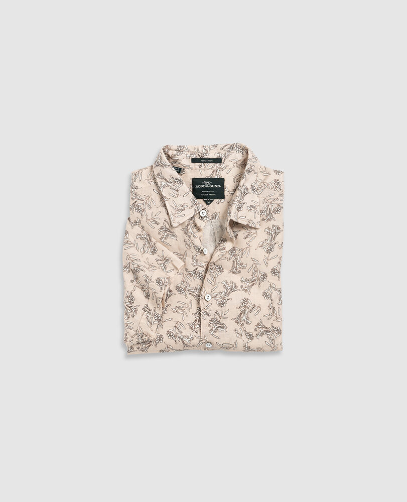 Flax Island Sports Fit Shirt, SAND, Flat Lay