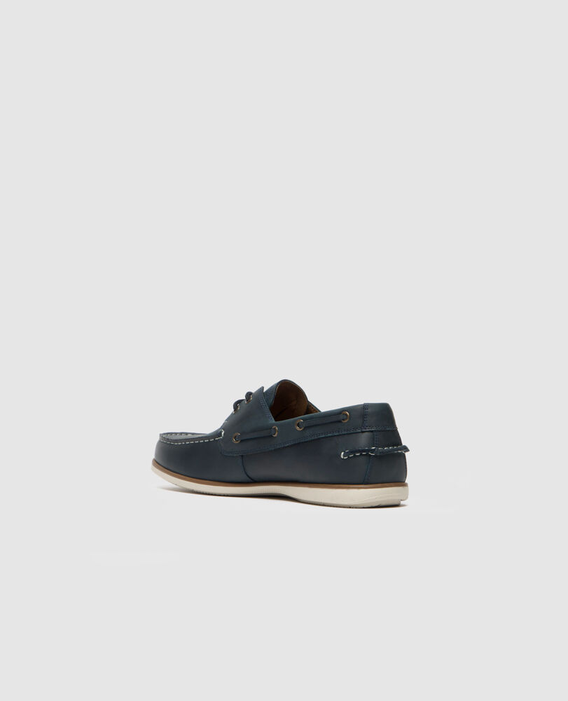 Boardwalk Boat Shoe, NAVY, Flat Lay