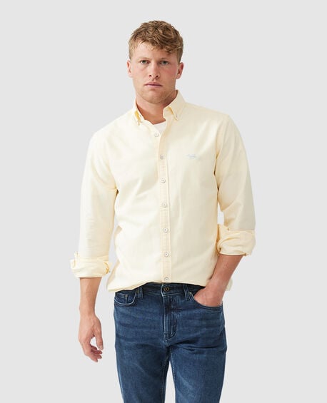 Chemise slim en coton oxford Gunn, CITRON
