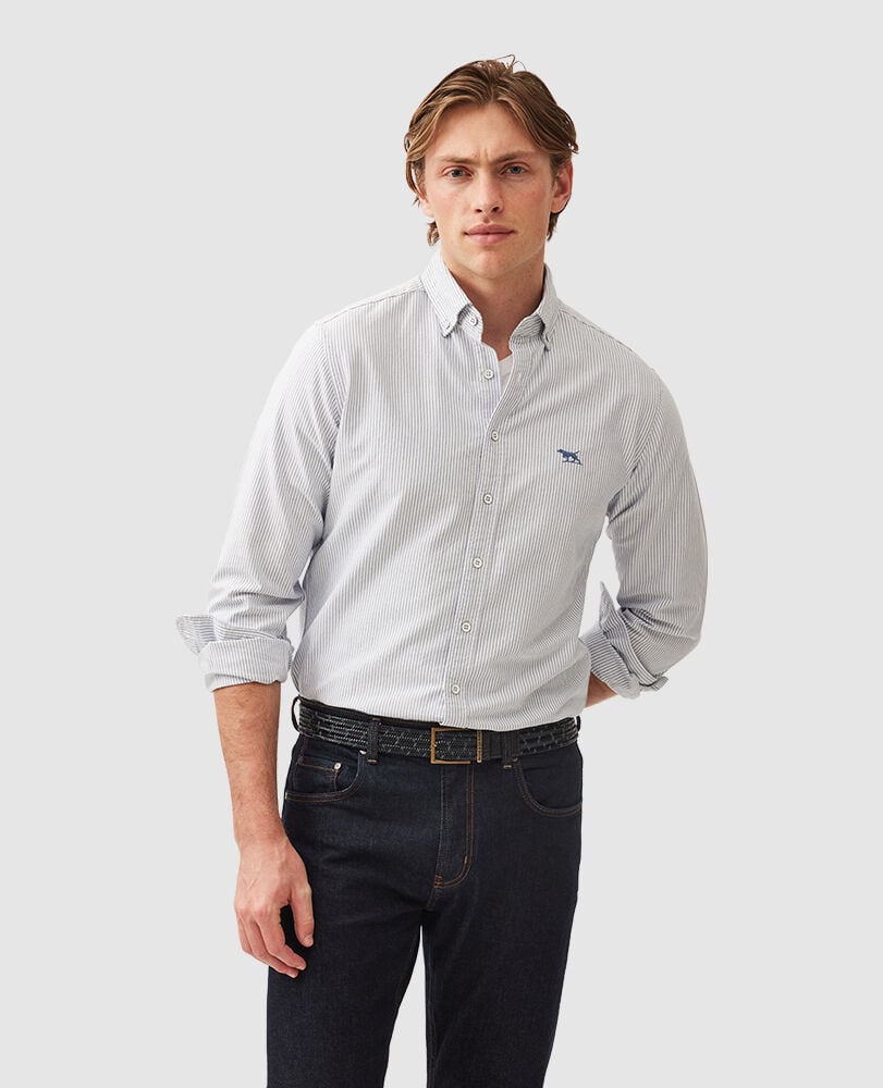 Gunn Oxford Stripe Sports Fit Shirt, HORIZON, Front