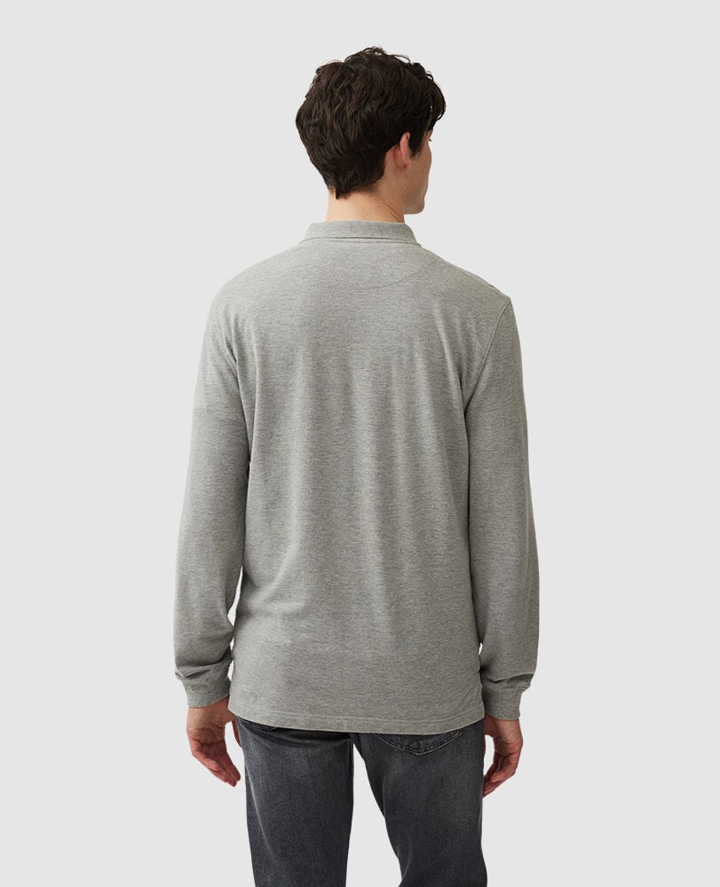 Long Sleeve Original Fit Gunn Polo, GREY MARLE, Back