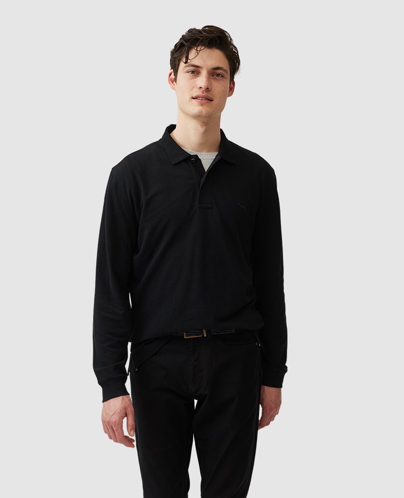 Long Sleeve Original Fit Gunn Polo, ONYX, Front