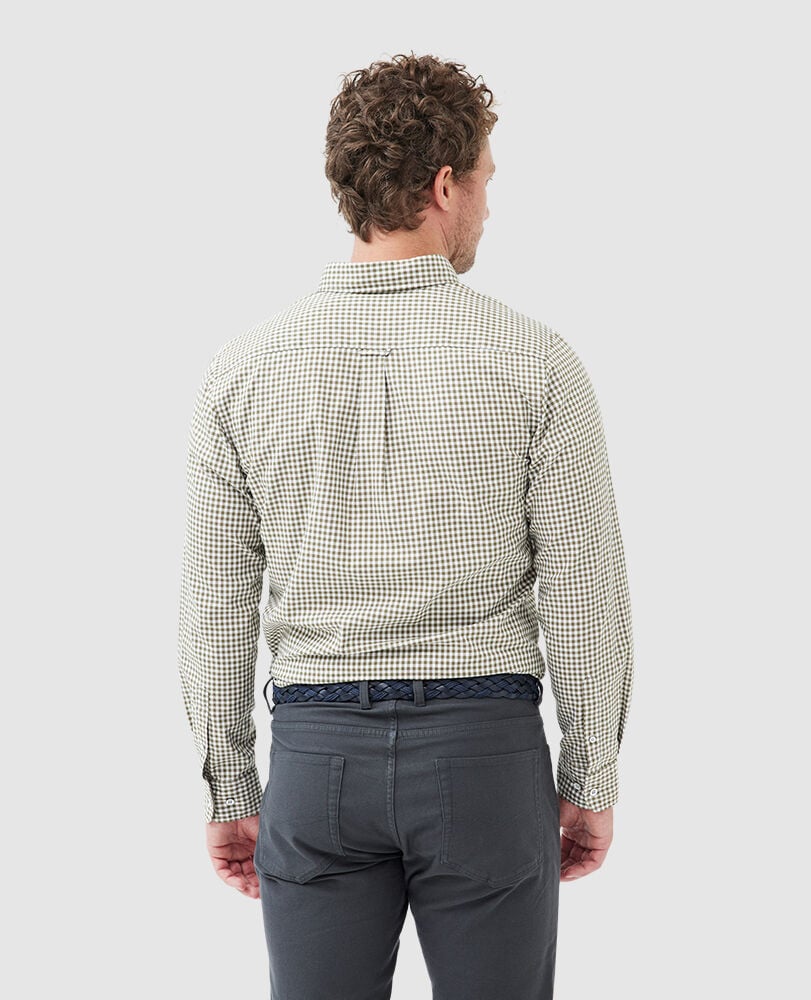 Gunn Check Oxford Sports Fit Shirt, LODEN, Back