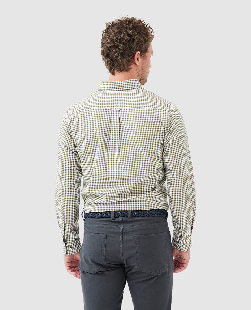 Gunn Check Oxford Sports Fit Shirt, LODEN, Back