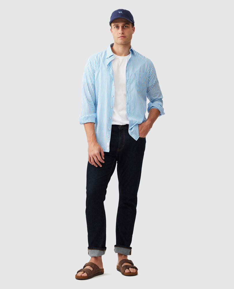Ferry Landing Sports Fit Shirt, AZURE, Off Front