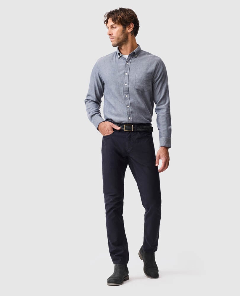 Barrhill Sports Fit Shirt, DENIM, Off Front