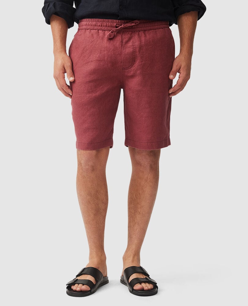 Linen 9" Resort Short, BERRY, Front