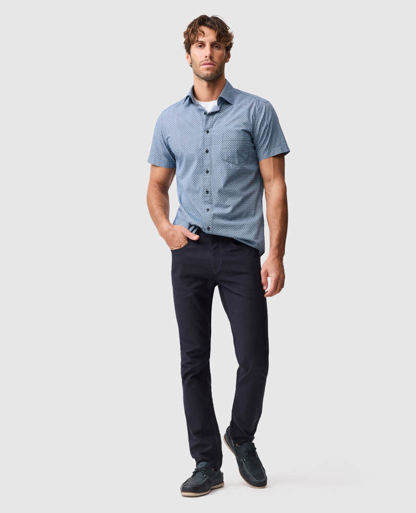 Chartwell Sports Fit Shirt, NAVY, Off Front