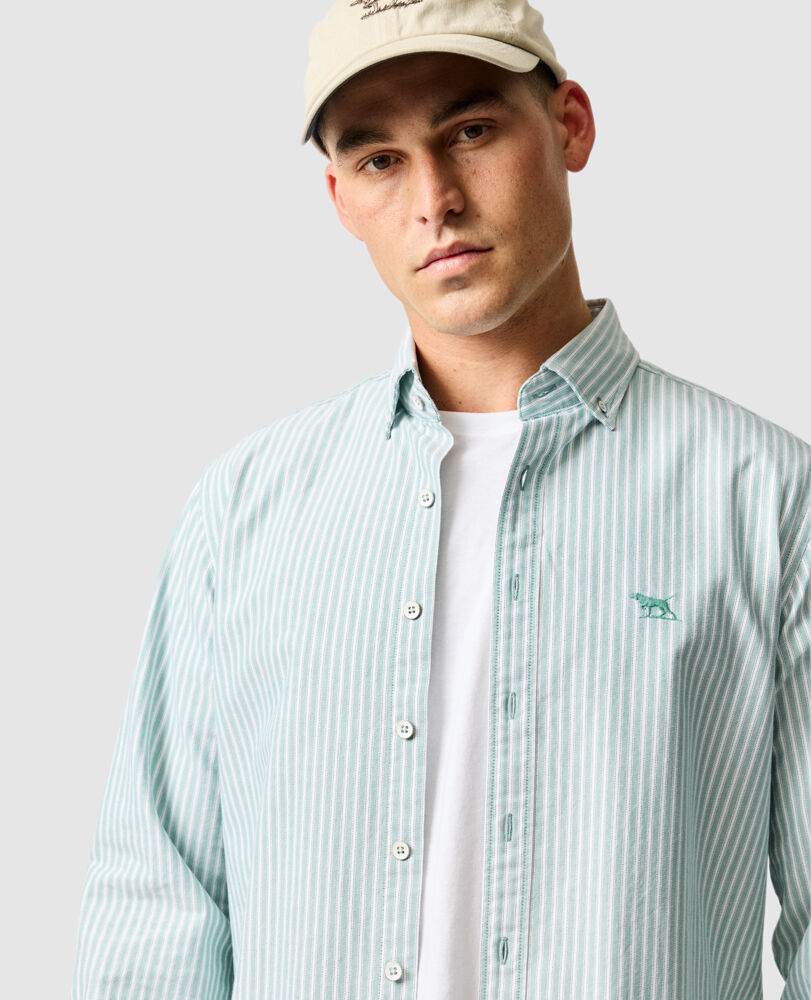 Gunn Oxford Stripe 4 Of Shirt, LAWN, Detail 3