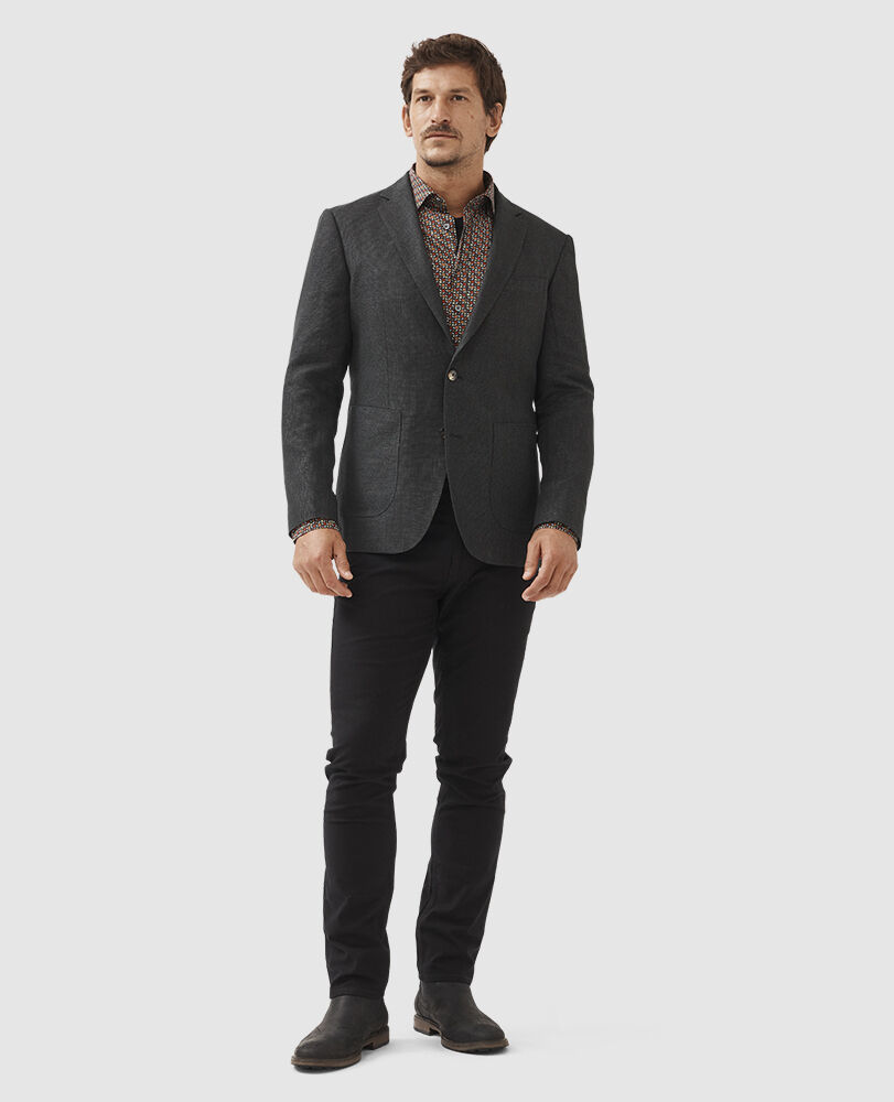 The Cascades Sports Fit Jacket, NERO, Off Front