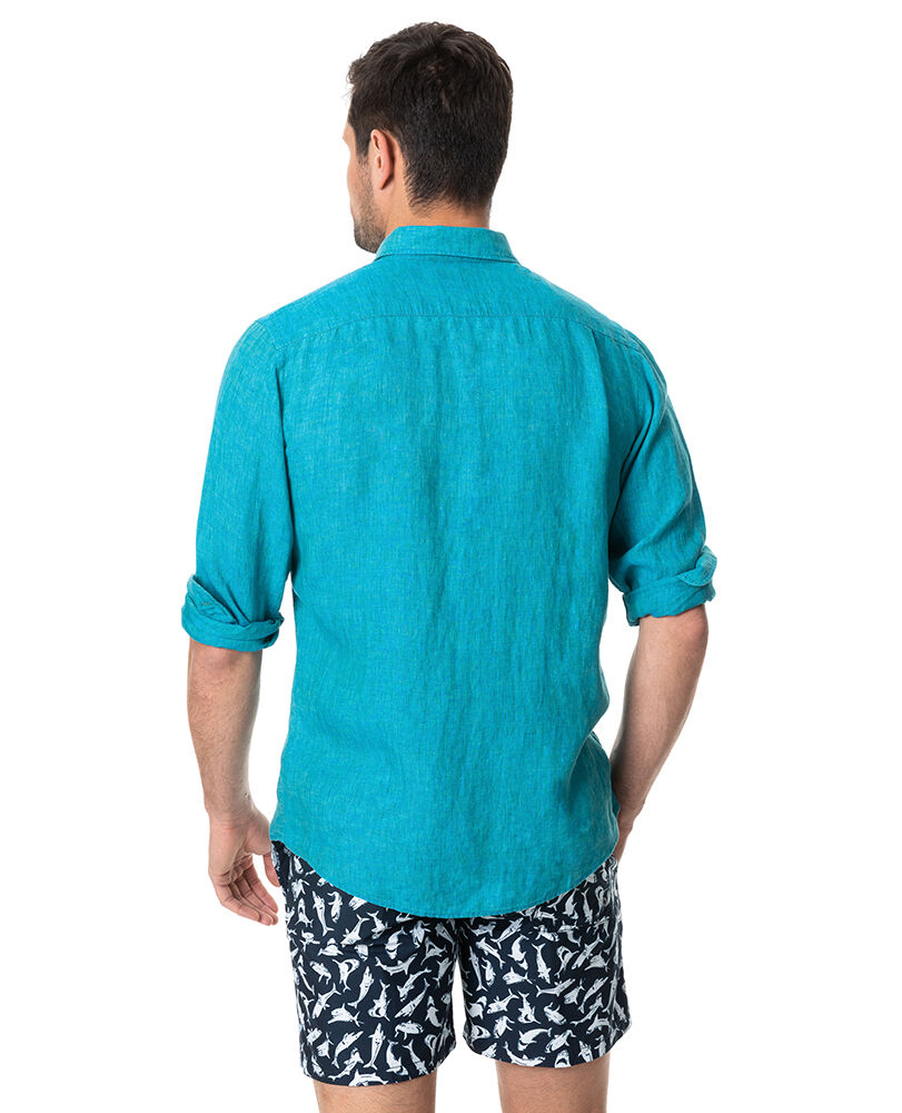 Coromandel Sports Fit Shirt, HAWAIIAN BLUE, Flat Lay