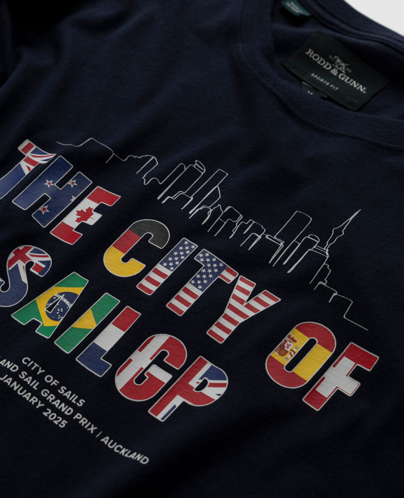 The City Of SailGP Sports Fit T-Shirt, MIDNIGHT, Detail 2