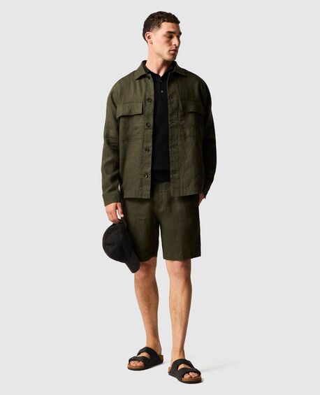 Resort Linen Short, DARK OLIVE
