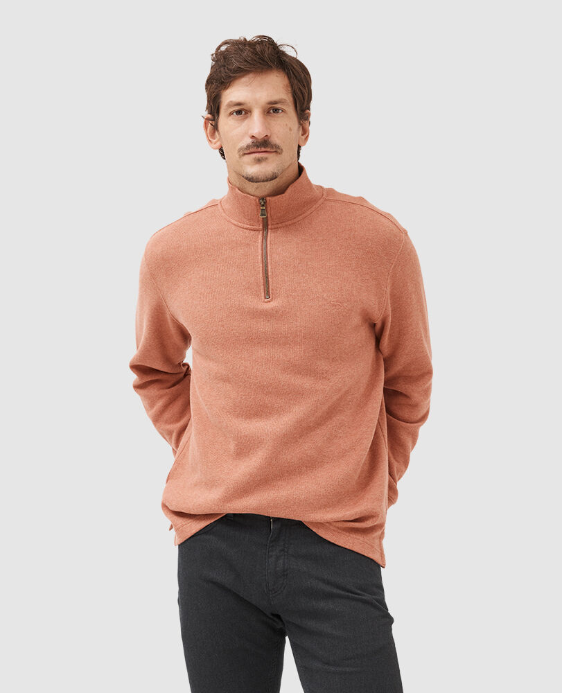 Alton Ave 1/4 Zip Sweat, PAPAYA, Front