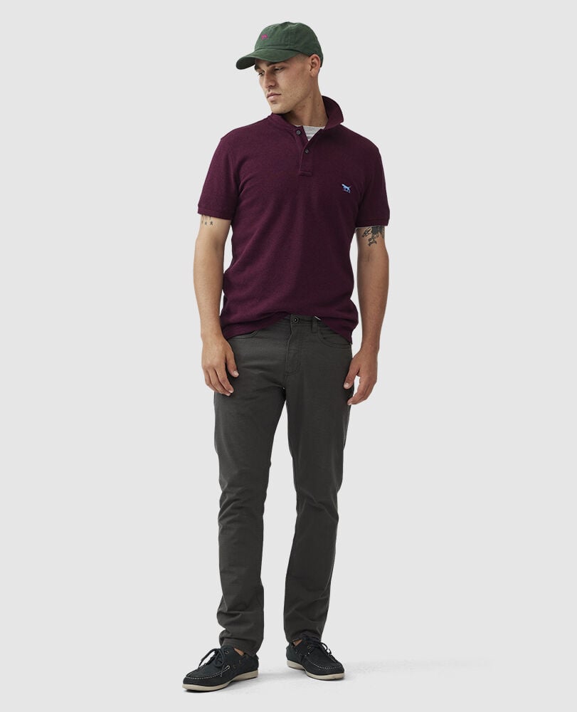 The Gunn Sports Fit Polo, GARNET, Off Front
