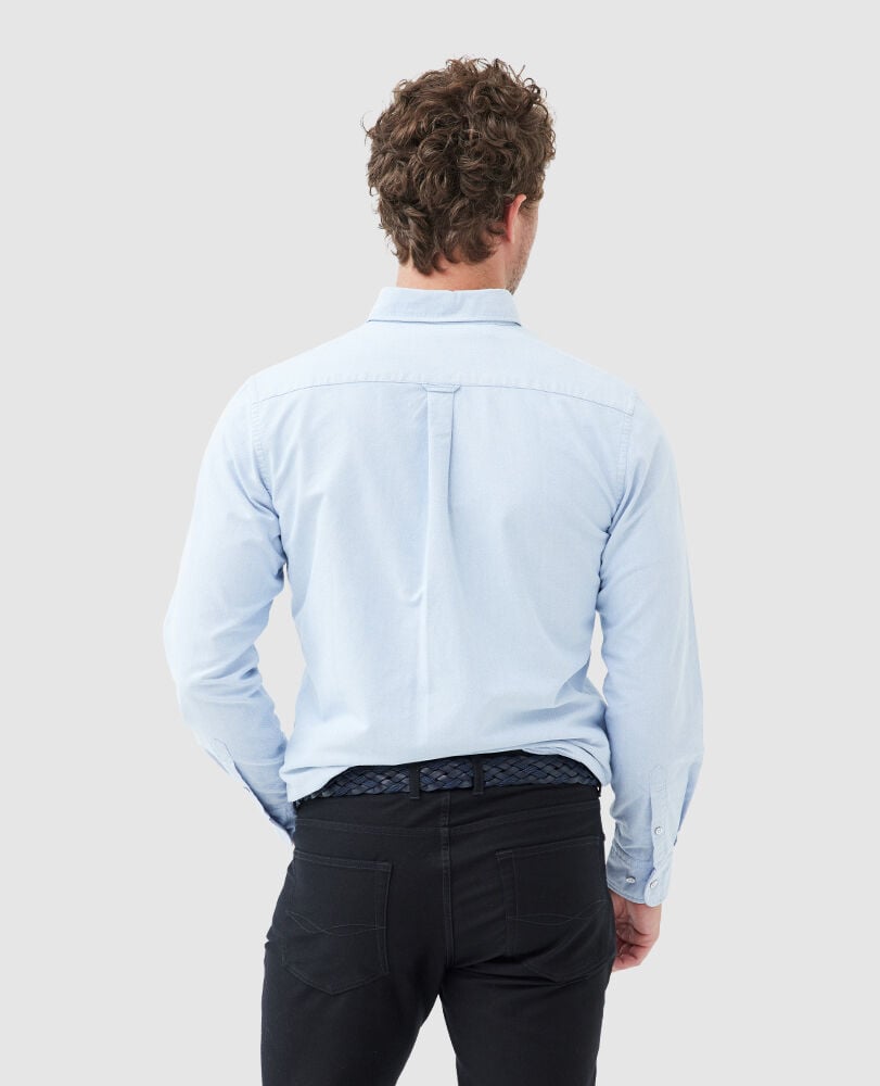 Gunn Oxford Sports Fit Shirt, CORNFLOWER, Back