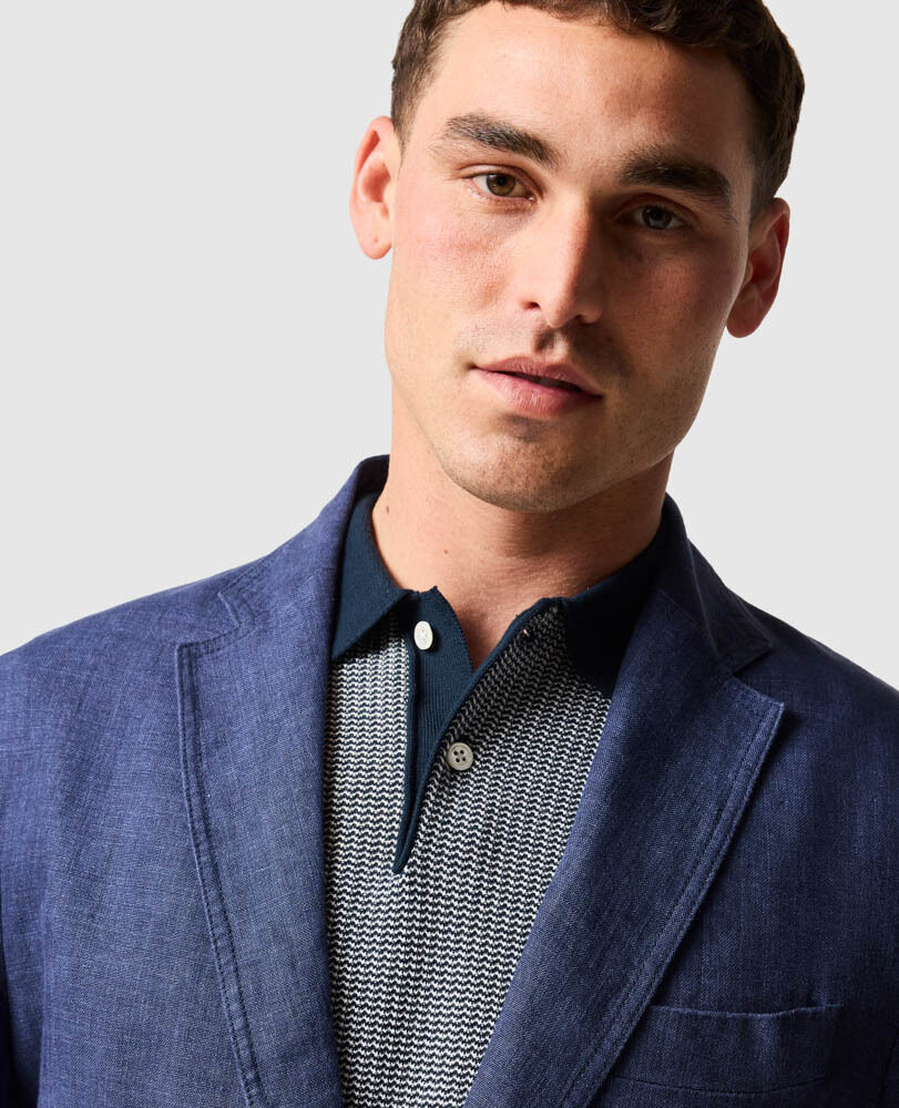Resort Linen Jacket, MARINE, Flat Lay