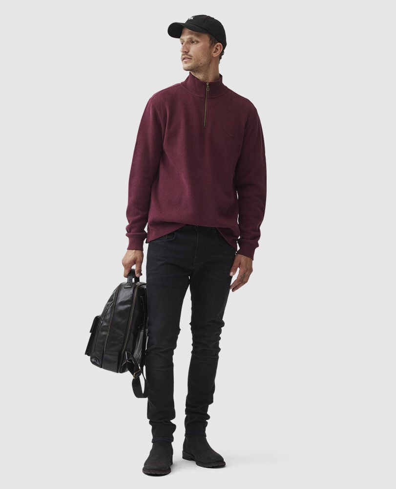 Alton Ave 1/4 Zip Sweatshirt, BERRY, Off Front