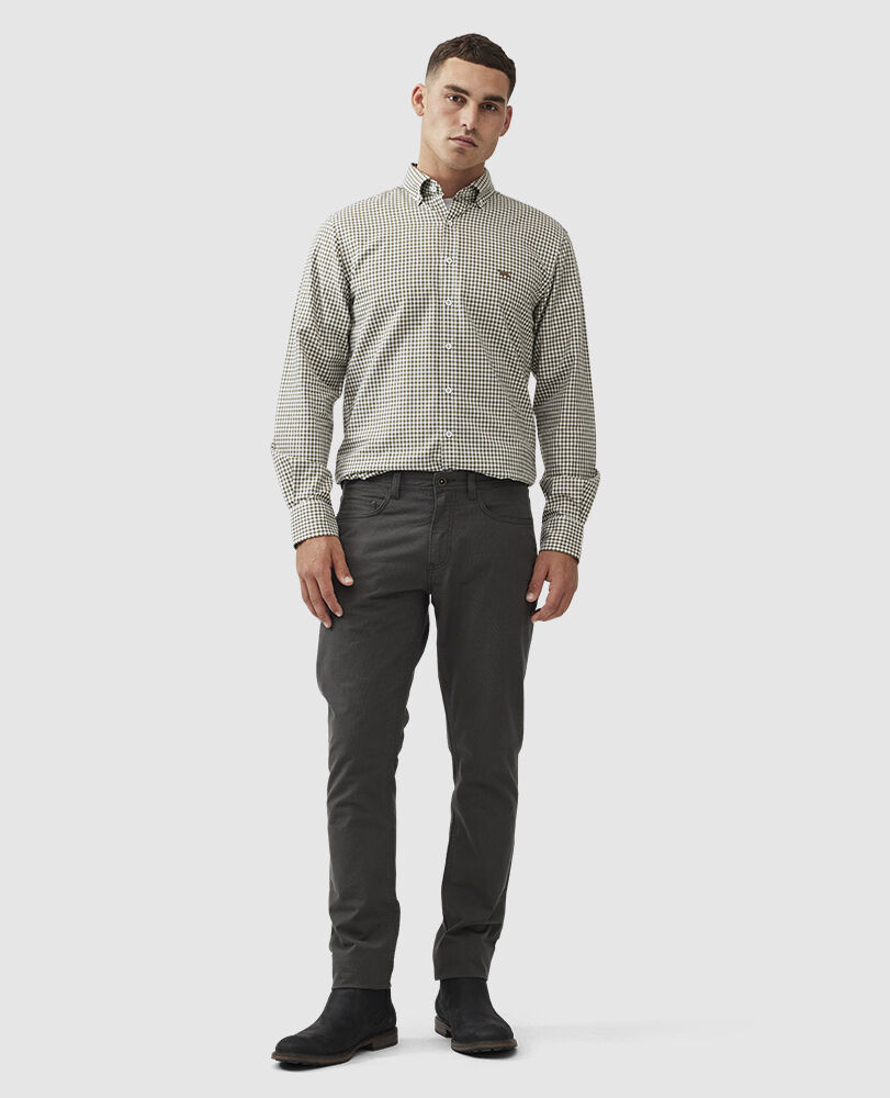 Gunn Check Oxford Sports Fit Shirt · Loden LG, LODEN, Off Front