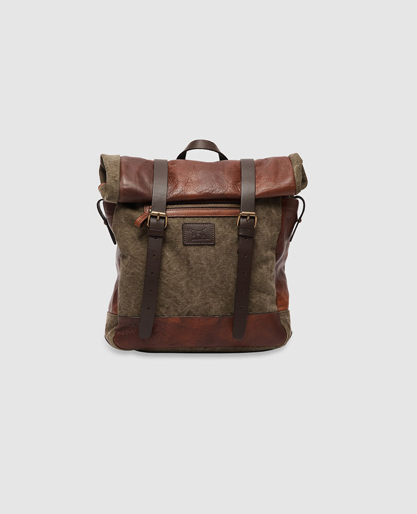 Turua Rolltop-Rucksack, BEIGE/OLIV, Front