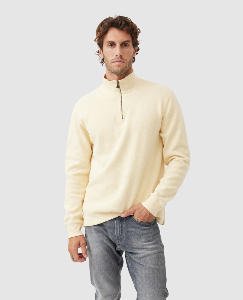Alton Ave 1/4 Zip Sweatshirt, LEMON, Front