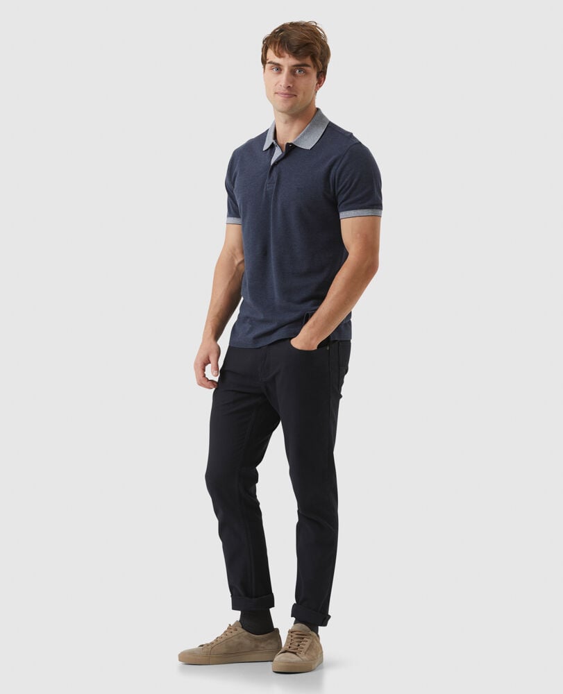 New Haven Sports Fit Polo, NAVY, Off Front