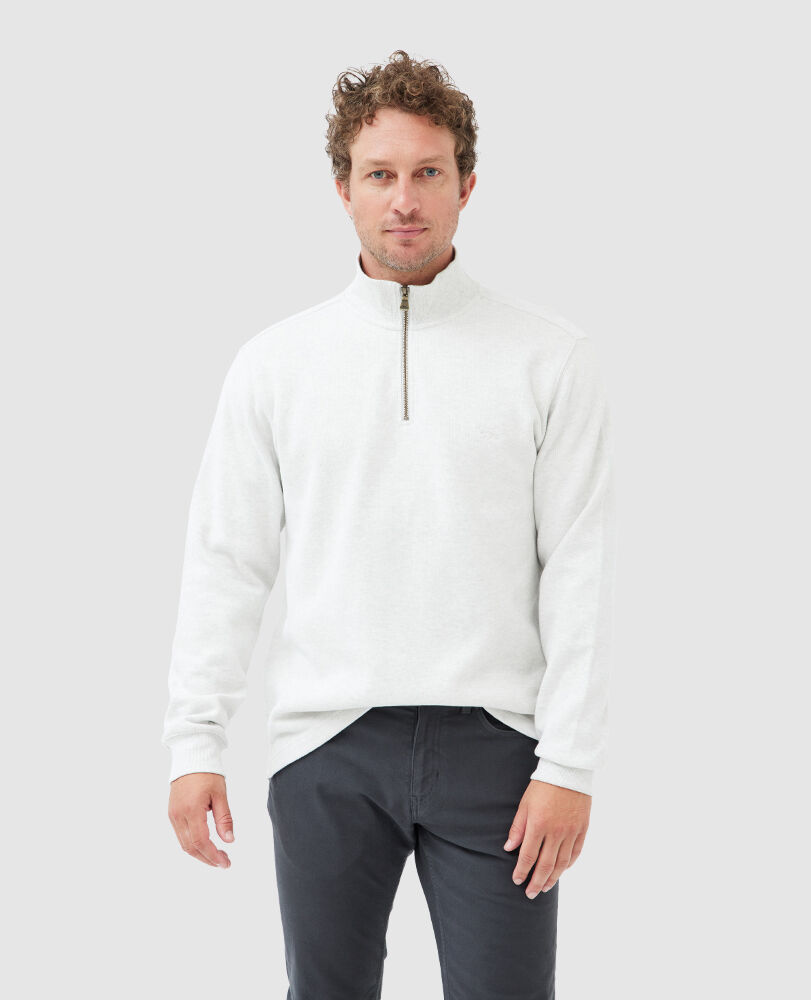 Sweatshirt col 1/4 zip alton ave, GRIS MERLE, Front