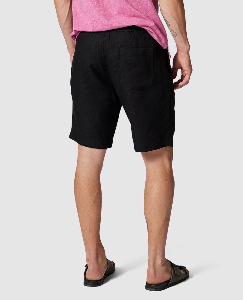 Short en lin Resort, 23 cm, NOIR, Back