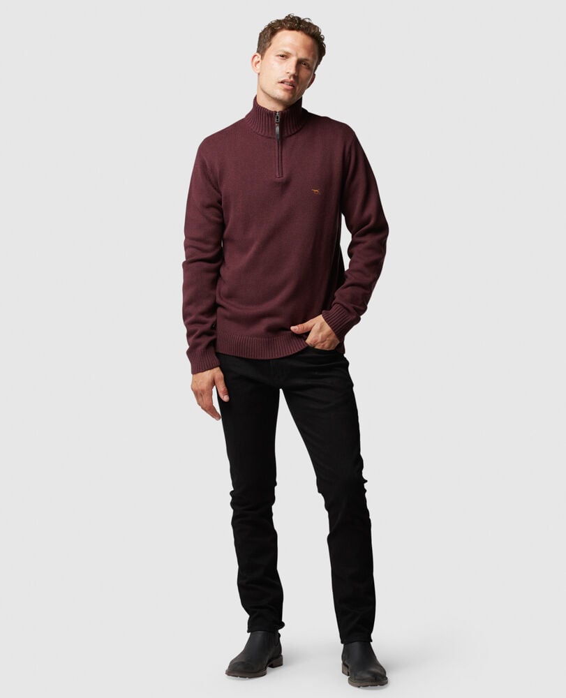 Merrick Bay 1/4 Zip Sweater, PORT, Off Front