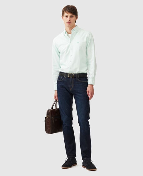 Chemise slim en coton oxford rayures Gunn, MENTHE VERTE