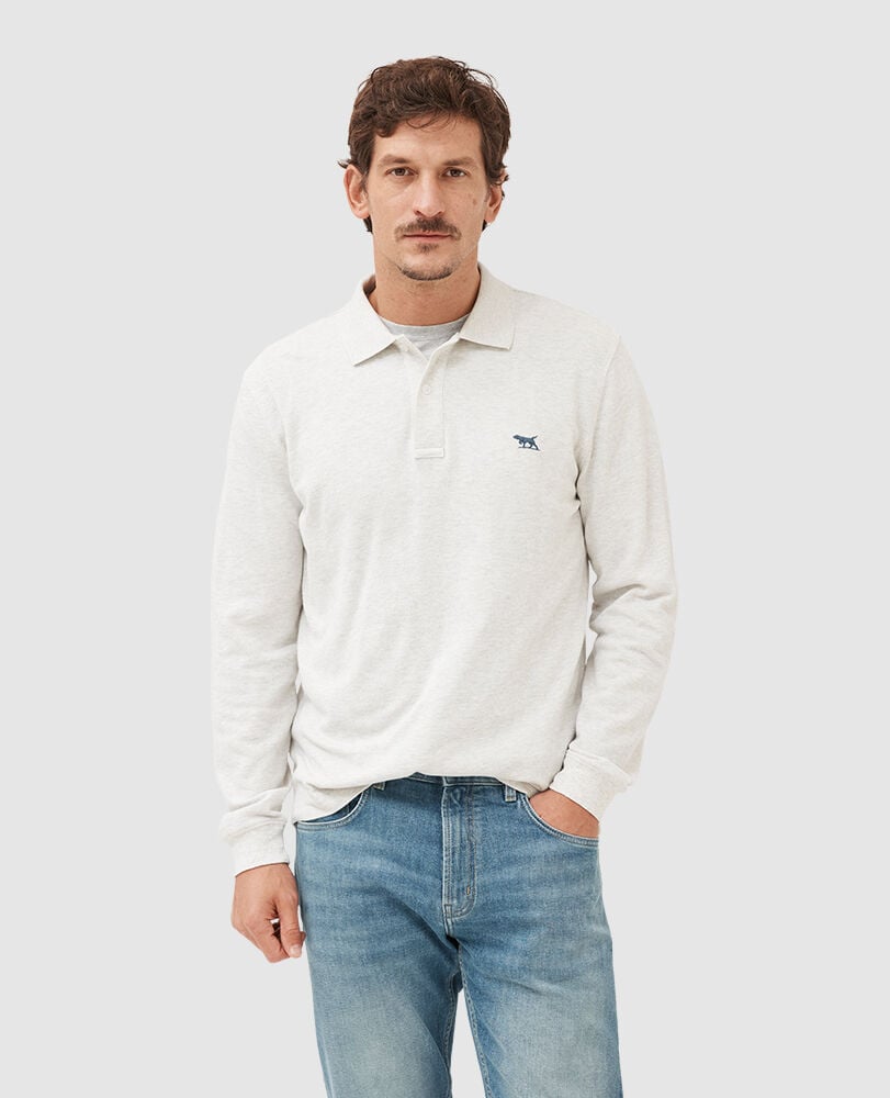 Long Sleeve Sports Fit Gunn Polo, CLOUD, Front