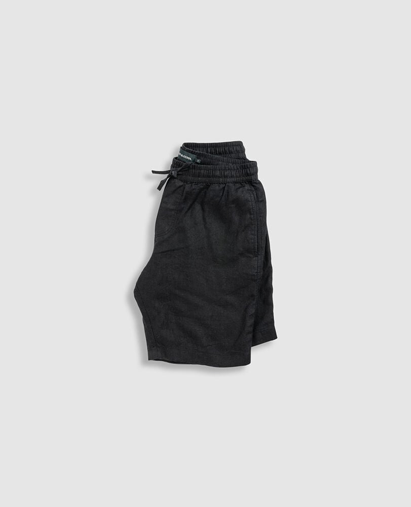 Short en lin Resort, 23 cm, NOIR, Flat Lay
