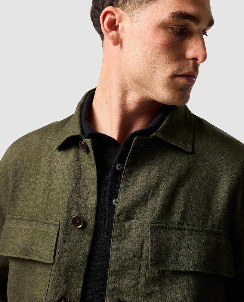 Resort Linen Shacket, DARK OLIVE, Flat Lay