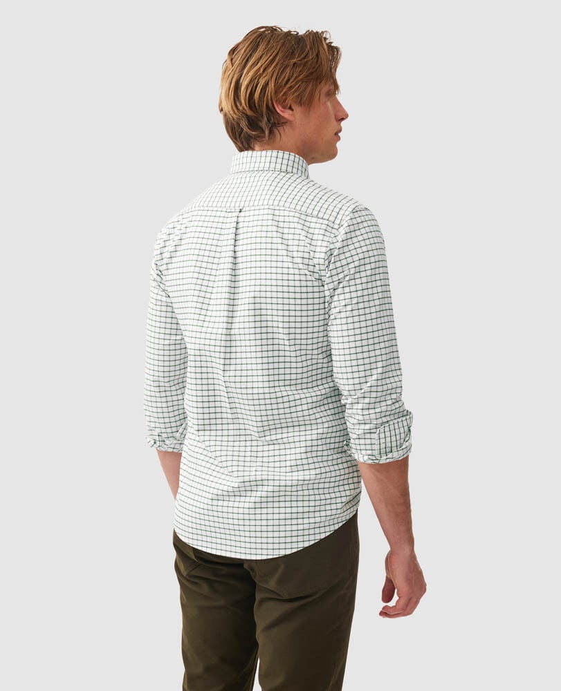 Gunn Check Oxford 3 Sports Fit Shirt, OLIVE, Back